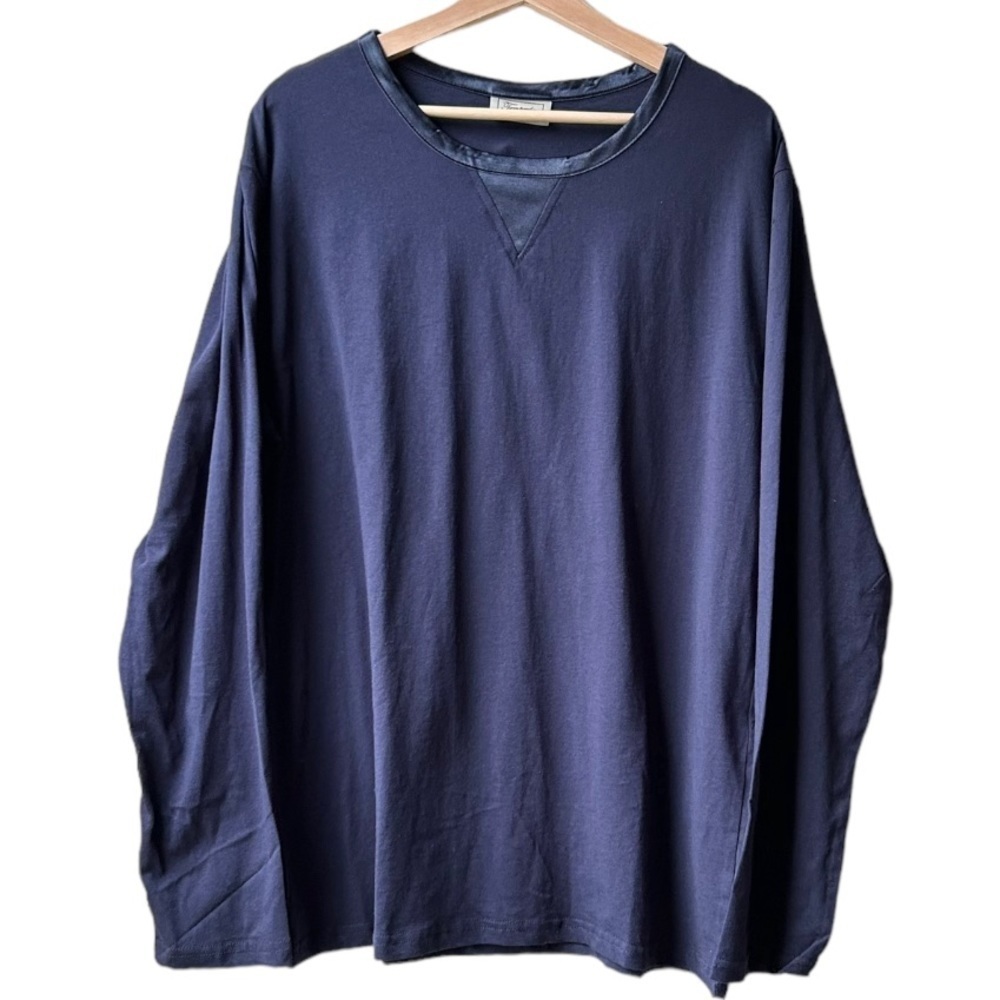 Temperley London Navy Blue w Satin Trim Neck Top Sz L